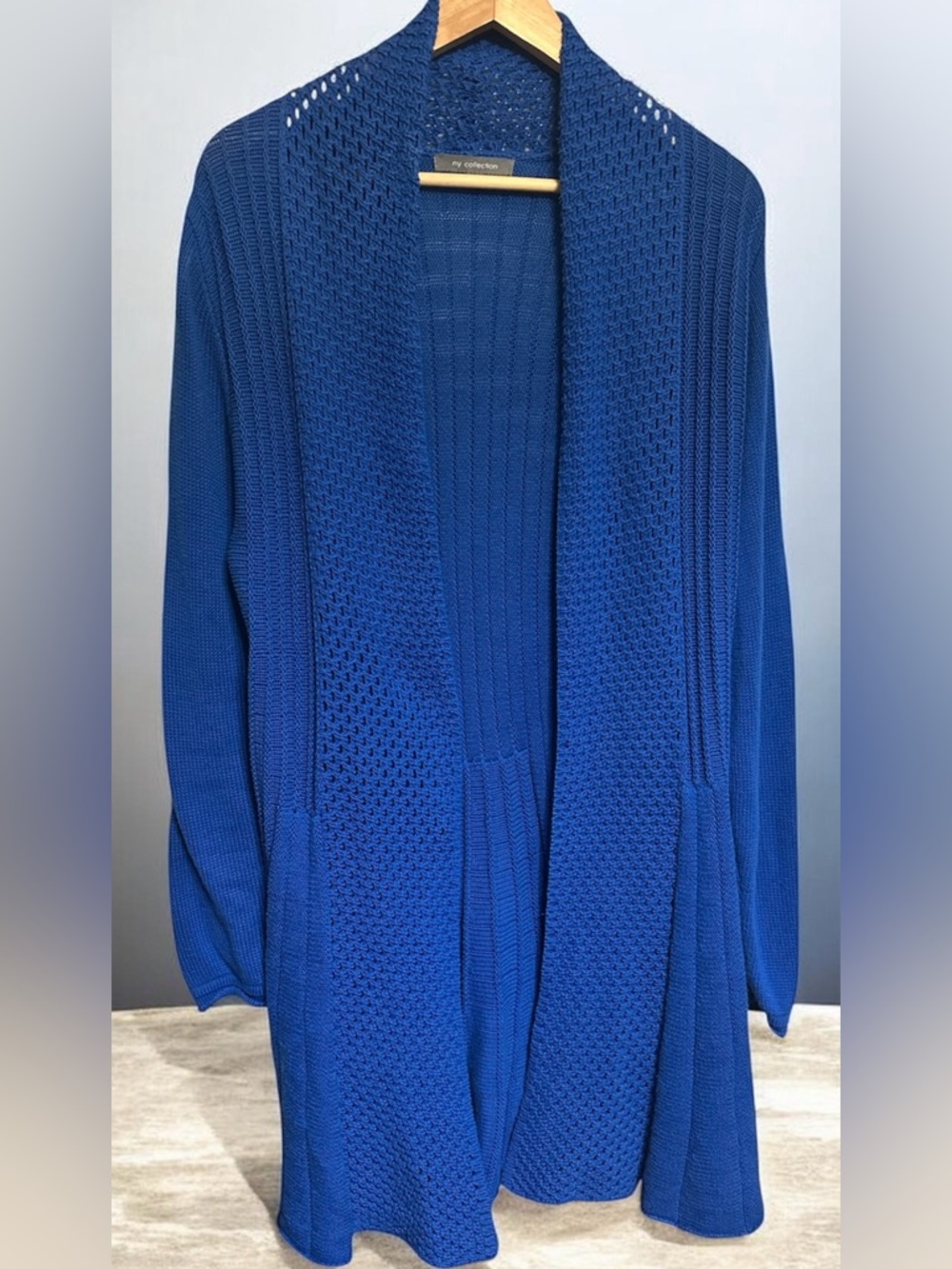 NY COLLECTION WOMEN ROYAL BLUE OPEN FRONT CARDIGAN LONG SLEEVE MEDIUM